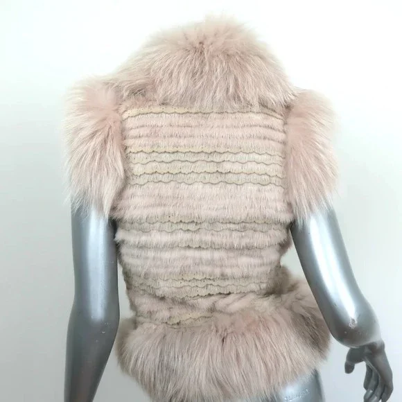 Christian Dior Fur Vest with Scalloped Suede Trim Blush Size US 4 - Picture 5 of 7